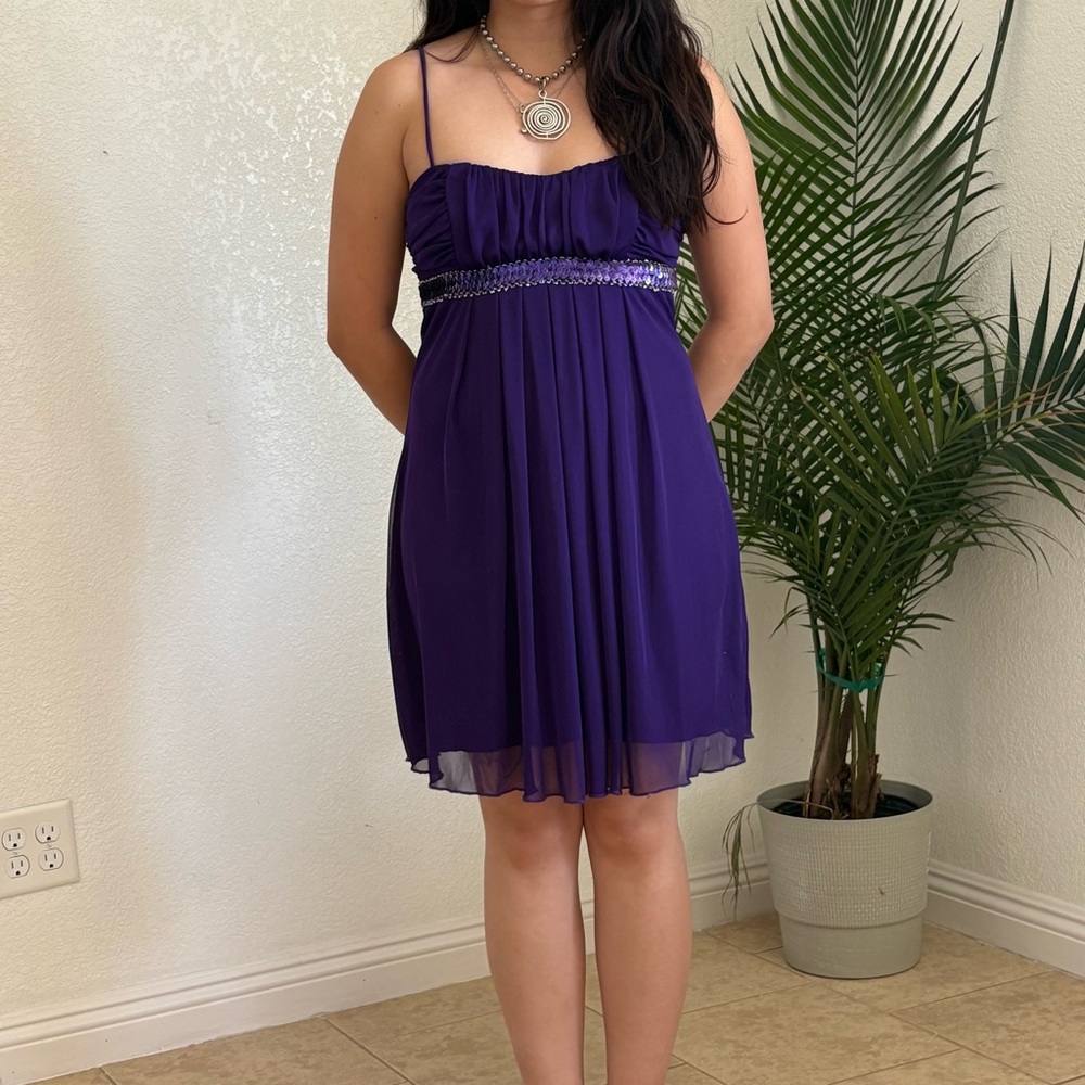 Sweet Storm Purple Pleated Mini Sundress